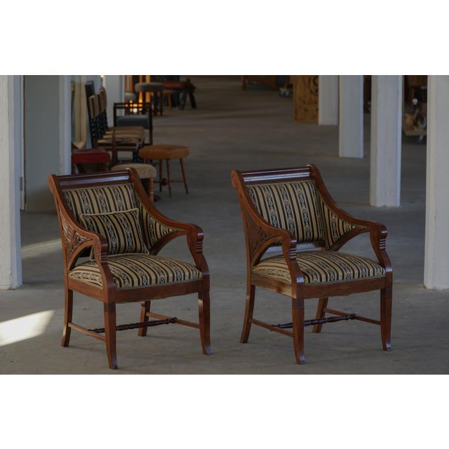 Traditional Vintage Art Nouveau Armchairs in Mahogany by Thorvald Bindesbøll, 1920s, Set of 2 For Sale - Image 3 of 18