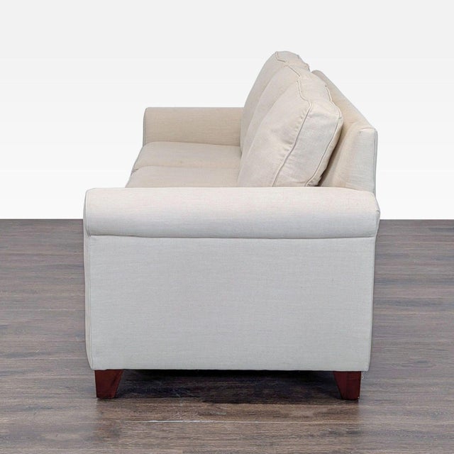 Contemporary Pottery Barn Buchanan 3-Seat Beige Sofa With Rolled Arms For Sale - Image 3 of 10