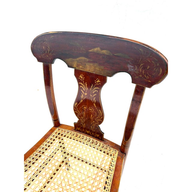 Early 1900s Antique Stenciled Side Chair With New Seating For Sale - Image 4 of 10