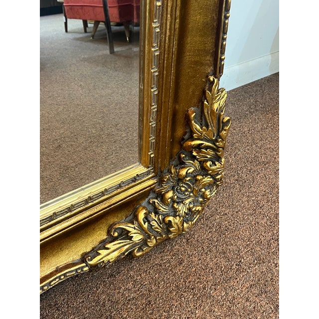 Mid 20th Century Large Gold Roccoco Italian Style Vintage Mirror For Sale - Image 5 of 9