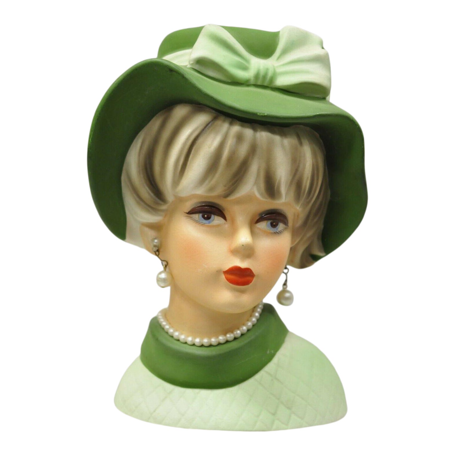Vintage Lady Head Vase Green Napcoware 7.5" Large Japan 67495 Chairish