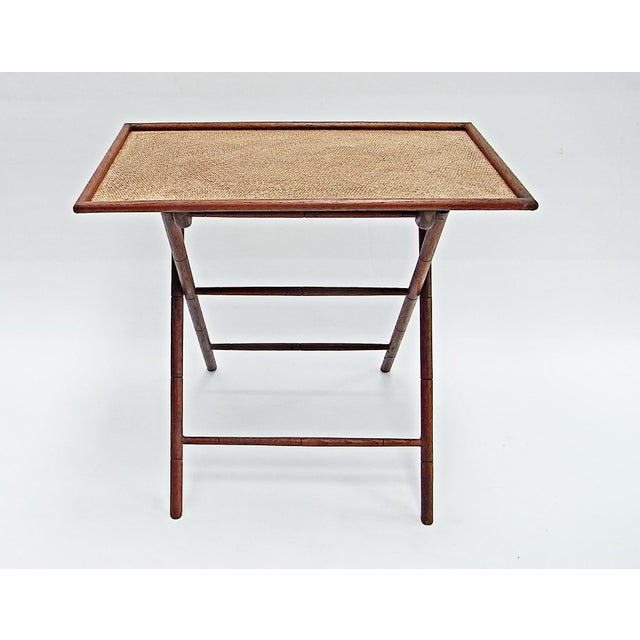 Tray Foldable Side Table in Teak and Rattan Weave, Indonesia, 1980s For Sale - Image 11 of 11