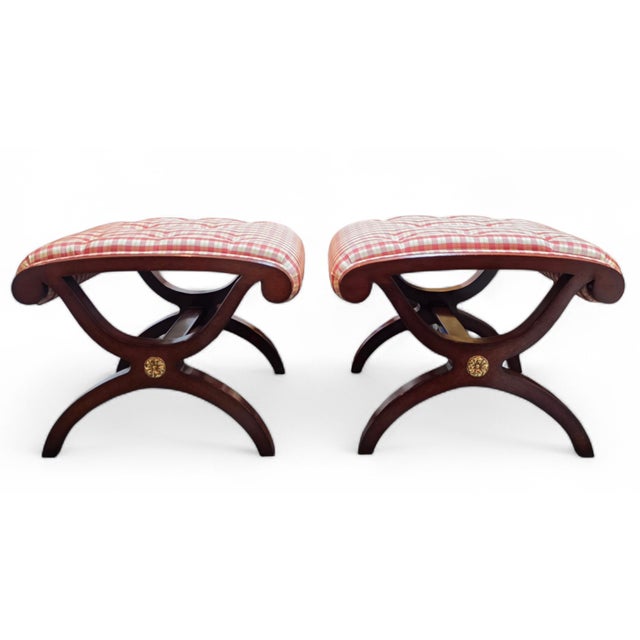 Wood Pair of Kindel Furniture Winterthur Collection New York Ottomans For Sale - Image 7 of 15