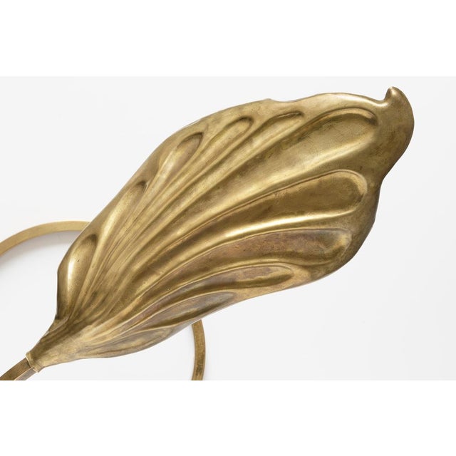 Vintage Italian Leaf Brass Table Lamp by Tommaso Barbi, 1970s For Sale - Image 3 of 10