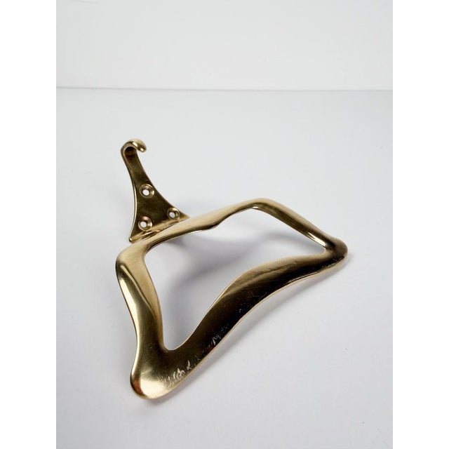 Gold Mid-Century Modern Italian Brass Wall Coat Hooks in the style of Osvaldo Borsani, 1950s, Set of 2 For Sale - Image 8 of 18