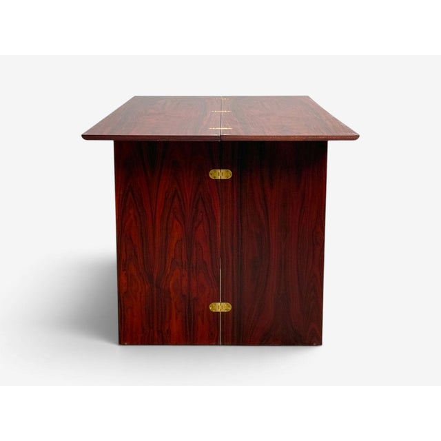 Sannemann, Convertible Console or Dining Table, Rosewood, Brass, Denmark, 1970s For Sale - Image 14 of 18