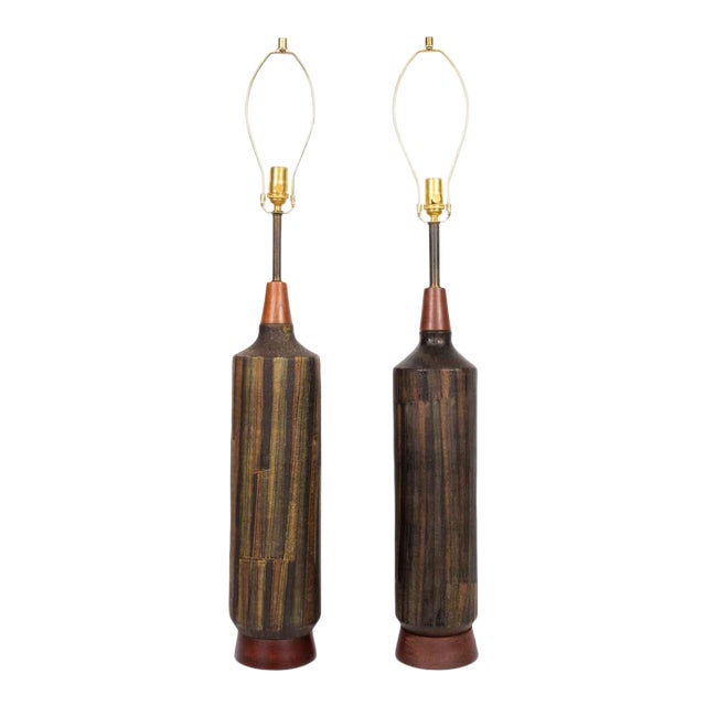 1959 Aldo Londi Bitossi 'Milano Moderna' Ceramic Lamps - a Pair For Sale