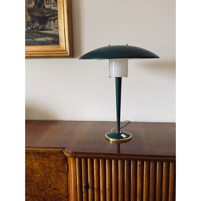 Modernist Petrol Green Table Lamp, France 1960s For Sale - Image 4 of 5