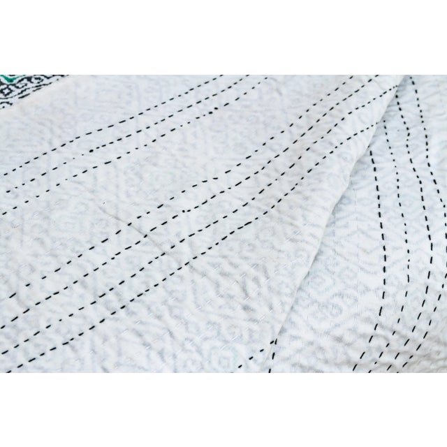 Textile Neon Nights Block Printed Indian Bedcover For Sale - Image 7 of 8