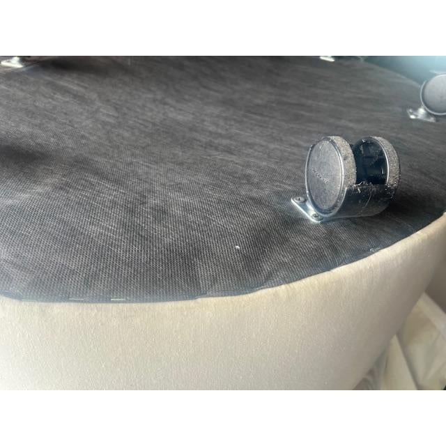 Traditional Large Oval Tufted Ottoman Custom Made For Sale - Image 3 of 8