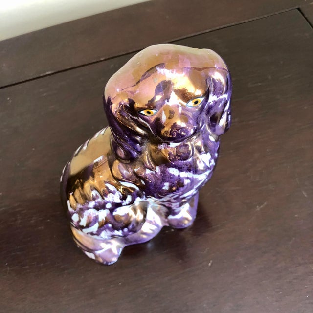 English Antique Purple Lusterware Staffordshire Spaniels- a Pair For Sale - Image 3 of 10