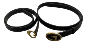 Two Elegant 1980s Leather and Brass Belts by Gucci