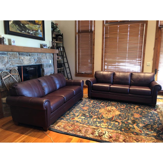 21st Century Ethan Allen Archer Leather Sofas Chairish