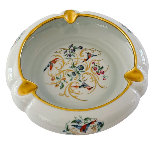 An exquisite large mid-century porcelain cigar or cigarette ashtray perfectly capturing classical French elegance. Made by...