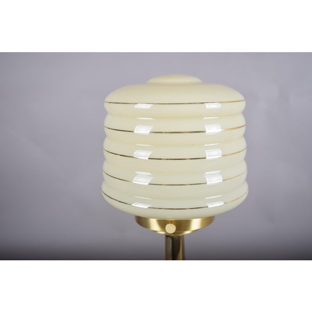 Brass and Opaline Glass Table Lamp in the style of Josef Hoffmann for Wiener Werkstätte, 1990s For Sale - Image 4 of 11