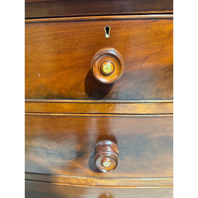Antique Mahogany Two Over Three Drawers - Bow Front Chest of Drawers From England For Sale - Image 12 of 18