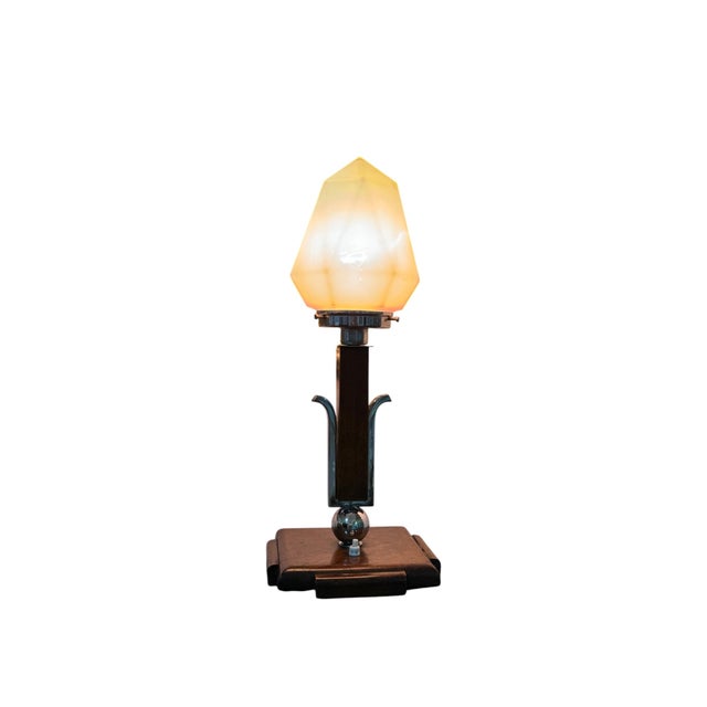 Art Deco Table Lamp with Uranium Glass Shade, Central Europe, 1920s For Sale - Image 3 of 13