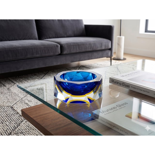 Blue Sommerso Murano Glass Ashtray attributed to Flavio Poli for Seguso, 1970s For Sale - Image 8 of 9