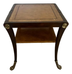 1970s Regency Style Leather Top Side Table by Maitland Smith