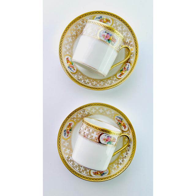 Rococo Belle Époque Gilded Floral Demitasse Coffee Service from Limoges and De Meuldre Coche, 1890s, Set of 8 For Sale - Image 9 of 12