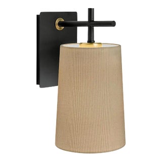 Satin Black With Brushed Brass Wall Light With Shade For Sale
