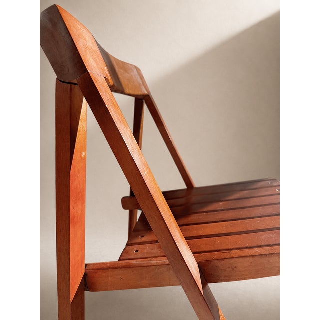 Brown Set of 4 Mid-Century Modern Trieste Walnut-Stained Folding Chairs attributed to Aldo Jacober for Alberto Bazzani, 1960s, Set of 4 For Sale - Image 8 of 9
