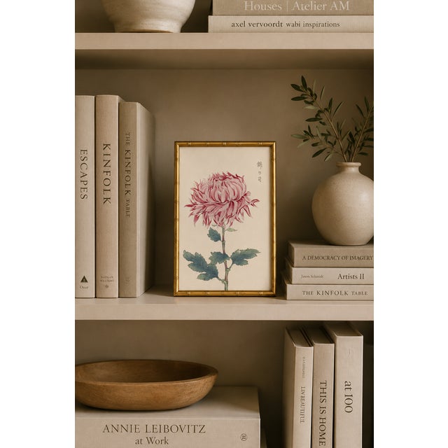 Paper Pink Mum, Vintage Japanese Botanical Art Print, 8" X 12" For Sale - Image 7 of 8