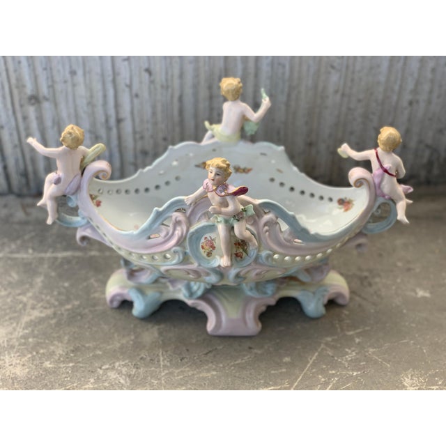 Late 19th Century Rococó Porcelain Figural Cherub Jardinière or Centerpiece Bowl by Meissen For Sale - Image 18 of 18