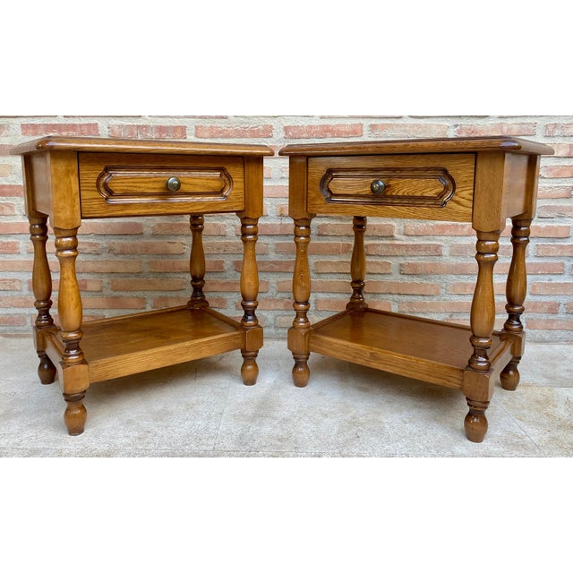 Early 20th Century Spanish Nightstands with One Drawer and Iron Hardware and One Open, A Pair For Sale - Image 4 of 18