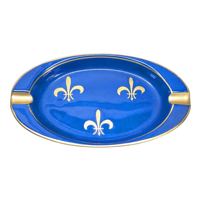 Vintage Limoges Fleur De Lis Small Ashtray by Décor Main For Sale
