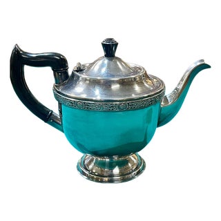 English Silver-Plated Metal Teapot, 1930s For Sale