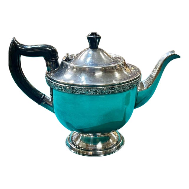 English Silver-Plated Metal Teapot, 1930s For Sale