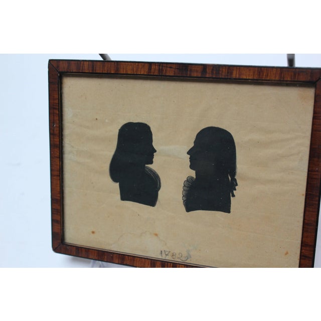Black Set of Two Eighteenth Century American Antique Framed Silhouettes For Sale - Image 8 of 12