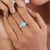 American Statement 1.47 Carat Turquoise & Diamond Halo Cocktail Ring Size 6.5 in 14k White Gold For Sale - Image 3 of 16