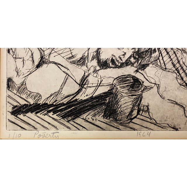 Contemporary Lola Eve Stern Contemporary Black and White Lithograph Titled "Poverty" For Sale - Image 3 of 6