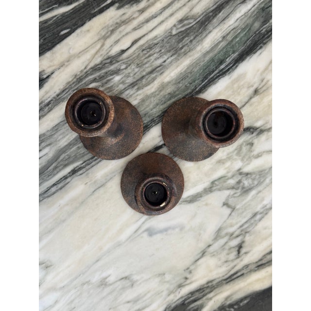 Spanish Revival Vintage Metal Candle Stick Holders - Set of 3 For Sale - Image 9 of 15
