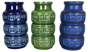 Multi-Color Pottery Fat Lava Vases by Scheurich, Germany, 1970s, Set of 3