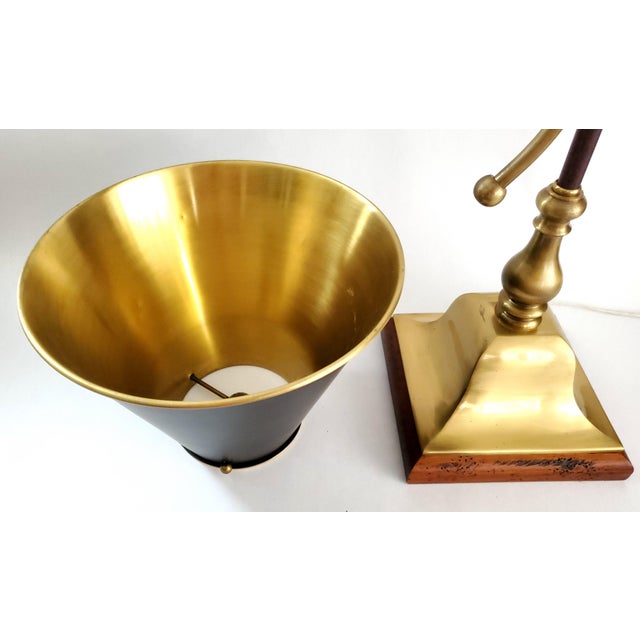 1970s French Bouillotte Style Brass Desk or Table Lamp With Painted Brass Shade For Sale - Image 10 of 13