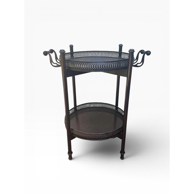 Brown Original Regency Verdigris Brass Two-Tier Butler’s Tray – Theodore Alexander India by Sita Nanda For Sale - Image 8 of 16
