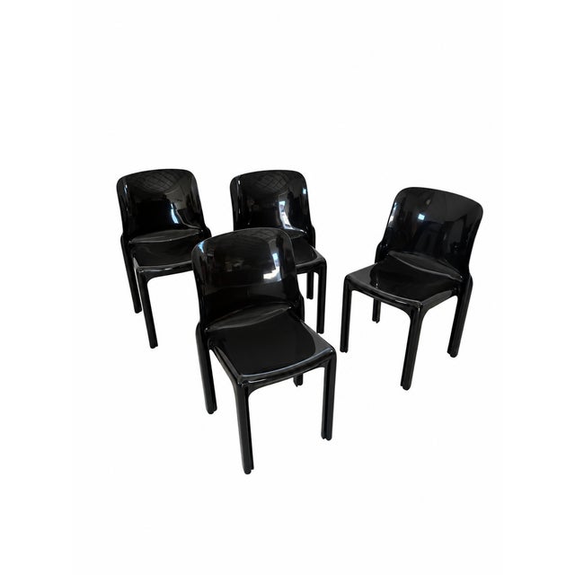Four Selene Chairs by Vico Magistretti for Artemide, 1970s, Set of 4, in Very Good conditions. Designed 1970 to 1979 This...