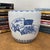 Blue and White Ceramic Planter with Landscape Artwork For Sale - Image 4 of 10