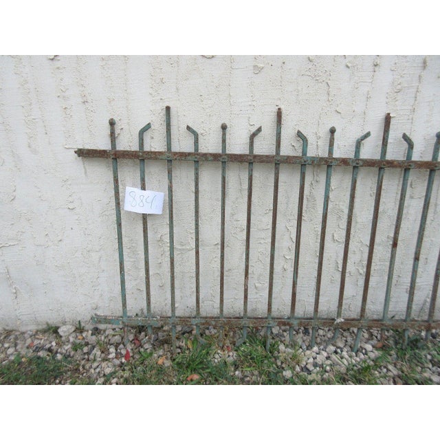 Victorian Antique Victorian Teal Iron Garden Fence Element For Sale - Image 3 of 7