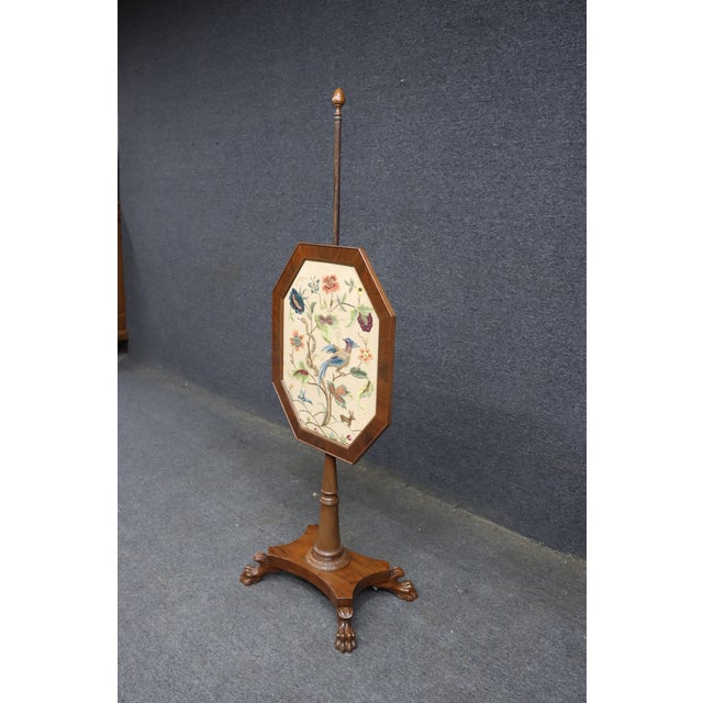 Empire Mahogany Firescreen With Crewelwork Tapestry Panel For Sale - Image 4 of 18