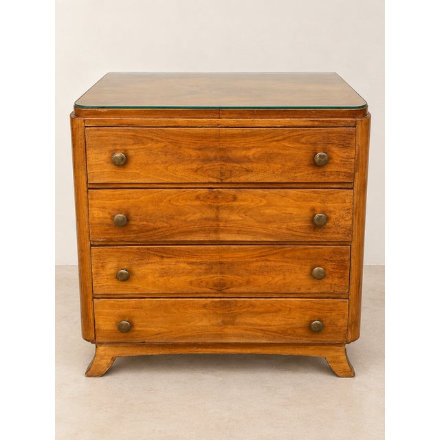 Wood Vintage Art Deco Walnut Chest of Drawers, 1950s For Sale - Image 7 of 11