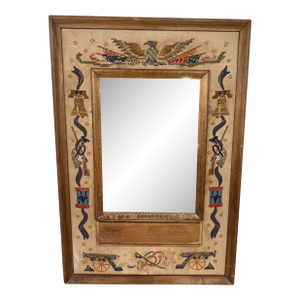 Mid Century Americana Cross Stitch and Applique Border Mirror