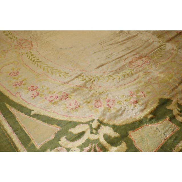 Antique Zabihi Collection Spanish Savonnerie Oversize Green Pink Rug - 11'7" x 15'1" For Sale - Image 9 of 12