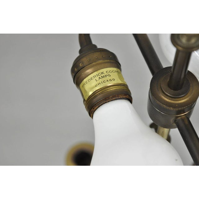 Late 20th Century Frederick Cooper French Empire Brass Patina Trumpet Candelabra Table Lamp Pair For Sale - Image 9 of 12