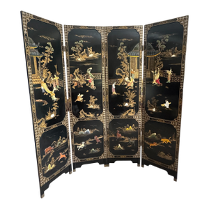 1950s Lacquer Screen With Dogs