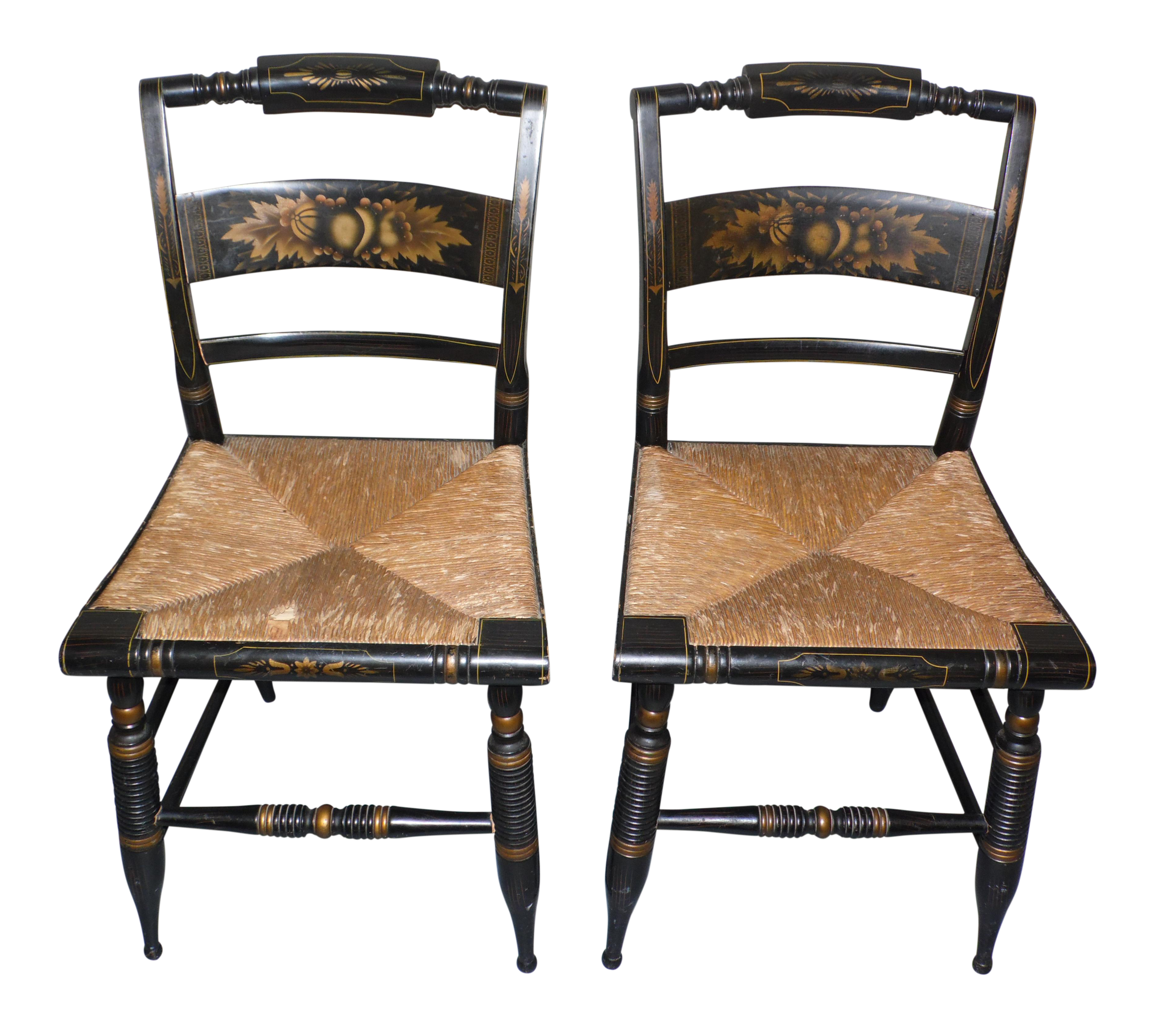 Antique Turtle Back Hitchcock Stenciled Chairs A Pair Chairish