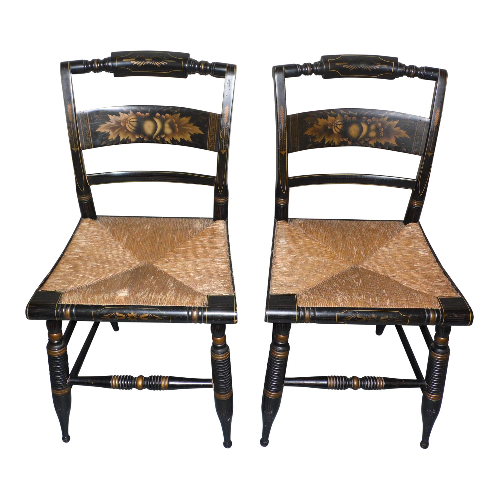 Antique Turtle Back Hitchcock Stenciled Chairs A Pair Chairish